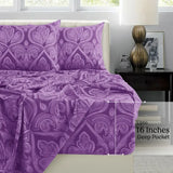LUX DECOR 6-Piece Sheet Set - Paisley & Solid, 16